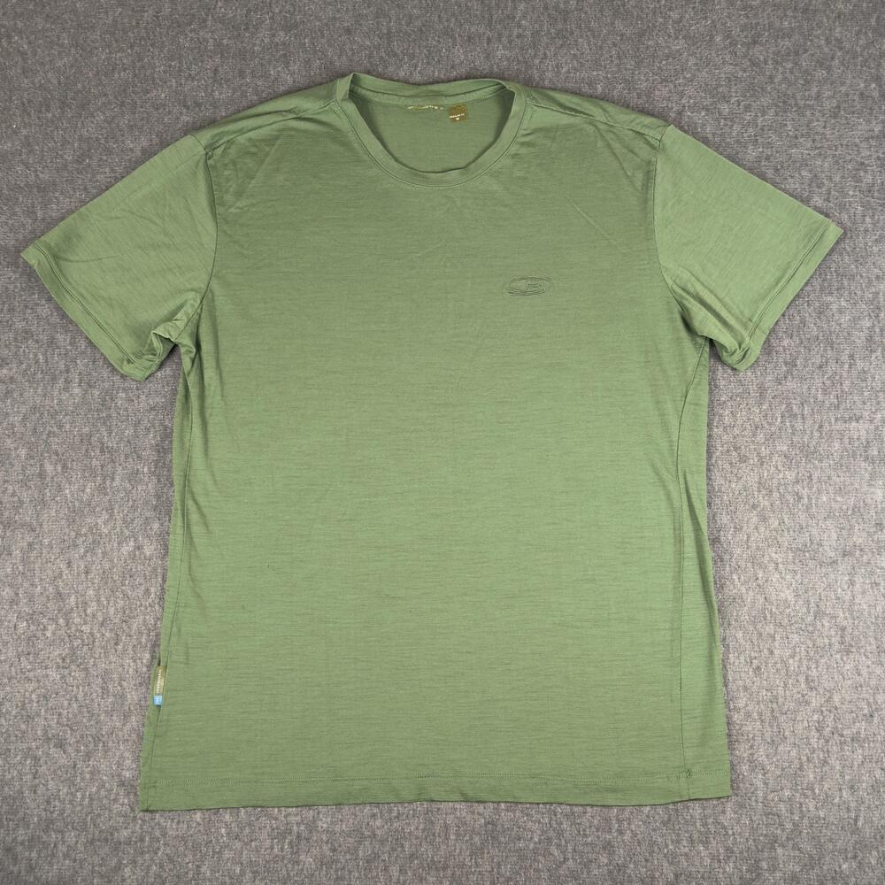 Icebreaker Shirt Mens Medium Green Merino Wool Crewneck Tee T-Shirt Soft Casual